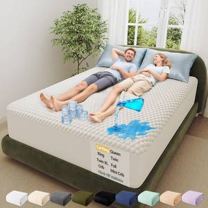 lot 62209 image: OhGeni 100% Waterproof Mattress Protector,California King Mattress Soft Pad,Pet Hair & Bedwetting Resistant,Cooling Fitted Sheets,Washable Bed Cover,Non-Slip Deep Pocket,Noiseless for Taller Person - Retail $30