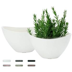 lot 9253 image: LaDoVita Plant Pots with Drainage Holes, 12 Inch Large Planters for Indoor Plants, Plastic Flower Pots Outdoor, 2 Pack, White