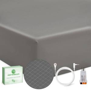 lot 9255 image: Grounding Sheets Queen with Outlet Tester Grounded Fitted Sheet Kit Earth Connected Bedding Gray Color Queen Size