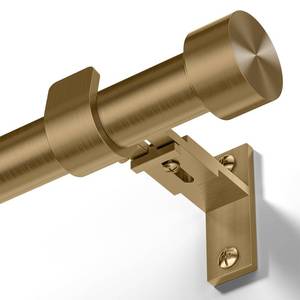 lot 9276 image: Wolistsa Brass Gold Curtain Rod 34-124 Inch, Brushed Warm Gold 1 Adjustable Long Heavy Duty Curtain Rods for Windows, Decorative Antique Bronze Window Treatment Rods with Modern Solid Aluminum Finial - Retail $37