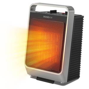 lot 9279 image: ROSEKM Space Heaters for Indoor Use, 1500W Portable Electric Heater with Thermostat, Ceramic Heater for Room Bedroom Office Under Desk with 3 Heating Levels, Safe Tip-Over Protection (Silver) - Retail $20