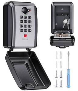 lot 9284 image: Vewaci Wall-Mounted Key Lock Box, 12 Digit Combination Lock Box for Keys with Code, Large Capacity & Weatherproof Outdoor Lockbox, Key Safe Storage Lock Box for Home, Office, Garage - Retail $30
