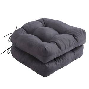 lot 9287 image: IPYNBAP Outdoor Chair Cushions Set of 2, Patio Chair Cushions with Ties,19x195 Tufted Outdoor Seat Cushions, Waterproof Patio Furniture Cushions, Outdoor Dining Chair Pads, Dark Grey - Retail $46