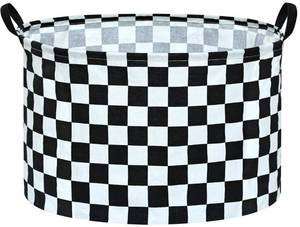 lot 9307 image: Checkered Storage Basket Extra Large 80L Kids Hamper Baby Laundry Basket Waterproof Toys Car Organizer Collapsible Canvas for HomeDormPetOfficeClosetShelfGift Baskets - Retail $10