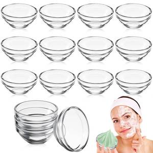 lot 9324 image: Teenyyou 12 Pcs Facial Bowls Esthetician Small Glass Facial, 3 Inch Clear Prep Measuring Bowl, DIY Face Mask, Mud Mask & Skincare Products for Home and Salon Use - Retail $18