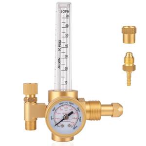 lot 9326 image: Jiimee Argon CO2 Regulator with CGA-580 Inlet, 0-4000 PSI Gas Pressure Regulator for TIG MIG Welding Machines, High Flow Precision for Argon Welding Gas - Retail $17