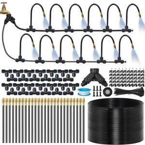 120Ft 1/4" Drip Irrigation System for Garden 26 Adjustable Copper Nozzles, Automatic Atomizing Sprinkler System for Outdoor Plants Raised Bed, Yard, Potted Plants & Lawn - Retail: $40