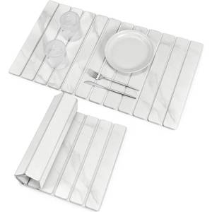 lot 9336 image: Extra Large Stone Dish Drying Mats for Kitchen Counter, 28(L)x16(W) Marble-Pattern Dish Drying Mat, Eco-Friendly Absorbent Diatomaceous Earth Mats for Dishes Bottles, Match Any Countertop