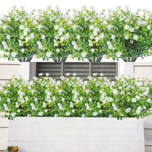 lot 9344 image: AmyHomie 20 Bundles Artificial Flowers for Outdoor Outside Spring Summer Decoration UV Resistant Faux Flowers No Fade Fake Plastic Plants Garden Porch Window Box Decorating - Retail $25
