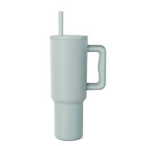 lot 24263 image: Simple Modern 40 oz Tumbler with Handle and Straw Lid  Leak-Proof Insulated Stainless Steel Water Bottle Travel Mug Cupholder Use  Gifts for Women Men Him Her  Trek Signature  Sea Glass Sage - Retail $34