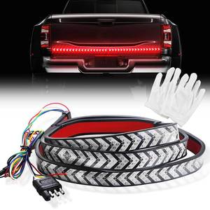 lot 24265 image: KaiDengZhe 48 LED Tailgate Light Bar Amber Red Arrow Truck Tail Light Strip Squential Strobe Light Drillless Installation for Lorry Pickup Truck Light Reversing Light Brake Lights Turn Signals Light - Retail $26