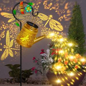 lot 24267 image: Solar Lanterns Dragonfly Outdoor Garden Decor, Mothers Day Gifts for Women Mom Grandma Birthday, Large Frog Hanging Watering Can with Shepherd Hook, Waterproof Garden Lights for Outdoor Yard - Retail $27
