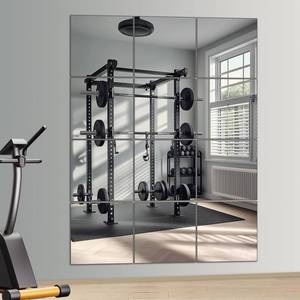 lot 25766 image: VSAR House Home Gym Mirror, 12Pcs 12 Square Wall Mirror Tiles, Frameless HD Glass Full Length Wall Mirrors for Wall Decor, Bedroom, Living Room, Over The Door, Self Adhesive - Retail $33