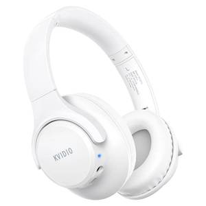 lot 25776 image: KVIDIO Bluetooth Headphones Over Ear, 65 Hours Playtime Wireless Headphones with Microphone, Foldable Lightweight Headset with Deep Bass, HiFi Stereo Sound Low Latency for Laptop PC Cellphone - Retail $30