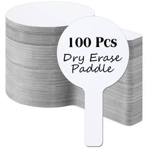 lot 25784 image: Seajan 100 Pcs Auction Bidding Paddles Bulk Answer Numbers Voting Blank Fans Dry Erase Boards Doubled Sided Handheld for Back to School Supplies(White,Round) - Retail $44