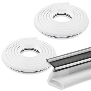 lot 25788 image: Yuntau 2 Pack 84 Inch Rubber Weather Stripping Seal for Kerf Channel Doors, White Door Seal for Top & Sides, Blocks Wind, Water, Rain & Dust, Easy Slotted Installation - Retail $26