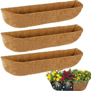 lot 31227 image: XXINGEM 3Pcs Pre-Formed Coco Fiber Liners for Planters, Window Boxes & Fence Flower Baskets Replacement (24in) - Retail $21