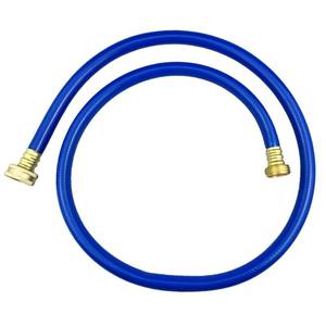 lot 31230 image: Darnassus PVC Garden Hose 12 Inch Green Heavy Duty Water Hose with Solid Brass Fittings,No Leaking, Flexible,for outdoors,Lawns,Patio (4 FT, Blue, Brass Fittings) - Retail $10