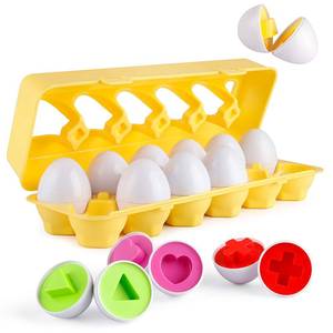 lot 31233 image: Coogam Matching Eggs 12 pcs Set Color & Shape Recoginition Sorter Puzzle for Toddlers Easter Travel Game Early Learning Educational Fine Motor Skill Montessori Gift for Year Old Kids - Retail $17