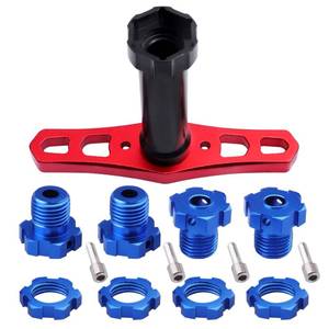 lot 31235 image: Hobbypark Aluminum 17mm Hex Hubs and Nuts (Splined) & Wheel Wrench for E-RevoRevo 3.3  E-MaxxSummitT-MaxxSlayer Pro 4X4 RC Cars Trucks (Navy Blue Hubs) - Retail $17