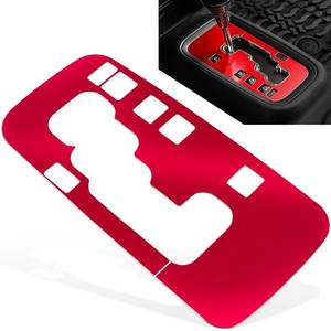 lot 42833 image: Trim Gear Frame Cover Gear Shift Box Cover for Jeep Wrangler 2012-2018 JK JKU Sport Sahara Freedom Rubicon Unlimited Gear Shift Panel Cover Trim Interior Decoration Accessories Aluminum (Red) - Retail $11