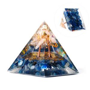 lot 42837 image: Pankmios Orgone Pyramid - Amethyst & Obsidian - Generate Positive Energy, Reduce Stress, Aid Chakra Reiki Healing, Meditation - Attract Luck & Fortune - Blue - Retail $26