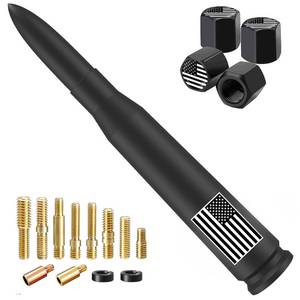 lot 42840 image: Car Truck Bullet Antenna with Valve Stem Caps-Universal Antenna Mast for GM Silverado 1500 2500 3500 Ford F150 F250 F350 Heavy Duty Pickup Truck Accessories(Matte Black)-America Flag Style - Retail $10