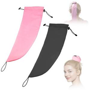 lot 42843 image: Crown Washing Shower Cap Waterproof Hair Sleeve for Long Hair, Reusable & Adjustable Wash Cap for Quick Root Refresh, Protect Styled Hair Locs Braids for Shower Gym Travel Beach(BlackPink) 2 pcs - Retail $9
