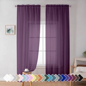 lot 42854 image: Simplebrand Plum Purple Sheer Curtains 72 Inches Long 2 Panels for Living Room, Rod Pockets Airy Window Treatments Voile Sheer Curtains Panels Lightweight for Front Back Patio Glass Door, 42 Width - Retail $10