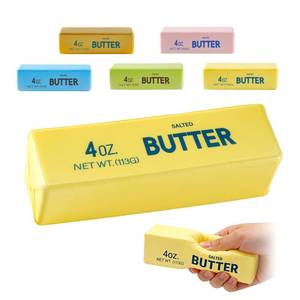 lot 42856 image: XQOQO Butter Squishy, Soft Slow Rising Squeeze Toys, Butter Stick Squishy Fidget Toys and Stress Balls Squishies for Office Desk Toys, Party Favors & Birthday Gifts(Yellow) - Retail $8