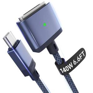 lot 42863 image: Hugener Magnetic 3 Cable USB-C 6.6FT Compatible with M4M3M2 MacBook Air Pro Charger, 140W Magnetic Safe 3 Cable for MacBook Air (1315 2025202420232022), Pro (1614 202420232021), Blue - Retail $22
