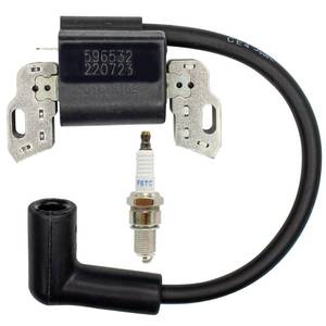 lot 42870 image: Fullas 593872 799582 798534 Ignition Coil for Briggs & Stratton 593381 84005272 Armature Magneto, fits BS 08P502 09P602 09P702 Lawn Mower Engine with Spark Plug - Retail $19