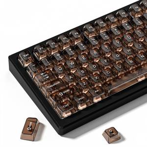 lot 42871 image: Dagaladoo Clear keycaps,Transparent Keyboard keycaps,Jelly Key caps Set,Shine Through keycap MDA Profile Keyboard caps for Mx Switches Mechanical Keyboard(Coffee) - Retail $18