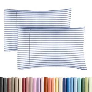 lot 42879 image: King Standard Pillow Cases Set of 2 - Ultra-Soft Hotel Quality Pillowcase Covers - Comfy, Cozy & Fade Free - Wrinkle Resistant - Machine Washable Pillow Protectors - 2 Piece Set - Blue Stripes 2 - Retail $15