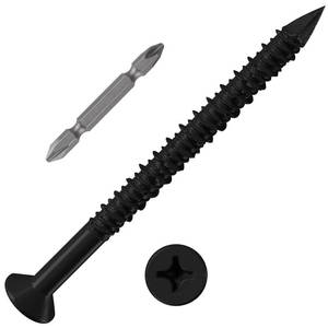lot 42889 image: WenSilon(30 PCS) 316 x3-34 Black Concrete Screw Anchor Black Flat Head for Anchoring to Masonry, Block or Brick Stucco - Retail $10