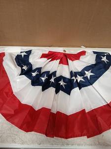 lot 42891 image: Hypoth US Bunting Flag 2x4 FT Outdoor- Embroidered Stars USA American Pleated Fan Flags Canvas Header with 3 Brass Grommets Easy to Rising - Retail $27