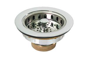 lot 42899 image: Highcraft 9734 Heavy Duty Kitchen Sink (3-12 Inch) Stainless Steel Drain Assembly With Strainer Basket KOHLER Style Stopper, Stainless-Steel - Retail $22