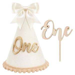 lot 42909 image: CZFSWT 2Pcs First Birthday Hat Set, 1st Birthdays Hat, First Birthday Crown Suitable for Photo Props, Family Gatherings, Outdoor Celebrations - Retail $7