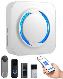 lot 42919 image: MOKYDUO WiFi Doorbell Chime Extender for Ring, Blink & Nest - Indoor Plug & Play, 58 Ringtones, 5 Volume Levels, LED Flash Alert, Unlimited Expandable for Bedroom, Garage, Basement, Alexa Compatible