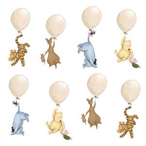 lot 42926 image: Vintage Winnie Baby Shower Hanging Decoration Double-Side Pooh Cutouts For Balloons Decor Table Centerpiece Newborn Birthday Supplies 12 pcs  - Retail $13