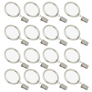 lot 42943 image: Curtain Rings with Clips, Window Clip Rings Curtain Hooks Hangers Clip Rings for Hanging Drapery Drapes Bows, Mini 1 Inch Diameter, Fits up to 58 Rod, Matte Silver 16 pc - Retail $6