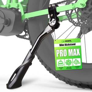 lot 42955 image: RBRL Bike Kickstand, Stable Durable Aluminum Alloy Bicycle Kickstand, Suitable for 24-29 Inch Mountain Bikes, Trekking, City & E-Bikes, Heavy Duty Load 100lbs, Adjustable Length Bike Stand - Retail $20