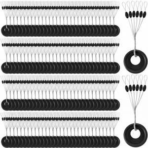 lot 42956 image: Outus 1200 Pcs Large-Sized Fishing Bobber Stopper Fishing Rubber Bobber Beads Stopper 6 in 1 Black Float Sinker Stops S M L Size 0.15-0.37mm for Texas Rig Bass Catfish Crappie - Retail $9