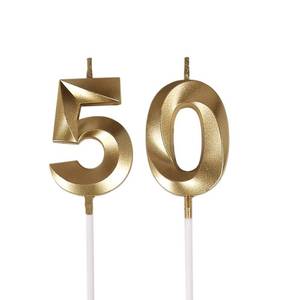 lot 42958 image: 50th Birthday Candles,Gold Number 50 Cake Topper for Birthday Decorations Party Decoration - Retail $6