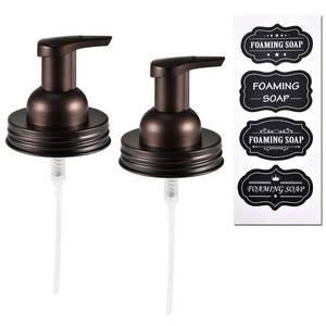 lot 49129 image: SheeChung 1 Pack Mason Jar Foaming Soap Dispenser Lids for Standard Mouth, Foaming Soap Dispenser Pump Replacement for Hand Sanitizer, Bath Liquid, Facial Cleansing Foam, Makeup Remover Water - Bronze - Retail $9