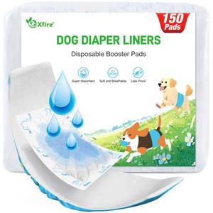 lot 49143 image: Dog Diaper Liners Booster Pads, 150ct Disposable Dog Diapers Inserts Male Female for Washable Doggie Belly Bands Wraps Covers Period Panties(Regular) - Retail $25