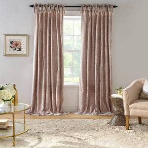 lot 49144 image: Elrene Home Fashions Korena Tie-Top Crushed Velvet Window Curtain Panel, Rustic-Chic Curtain Panel for Living Room or Bedroom, 52 Inches by 95 Inches, Taupe, 1 Panel - Retail $22