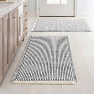 lot 49145 image: MIULEE Set of 2 Waffle Bathroom Rugs, Boho Bath Rugs Non Slip Washable, Super Absorbent Bath Mats, Ultra Soft Rubber Backed Shower Mats for Bathroom Floor, Tub, LightGrey & Cream, 18x30 Inch - Retail $38