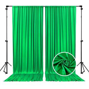 lot 49146 image: 10 x 10 Feet Green Backdrop Curtain for Partie, Background Curtains for Photoshoot, Birthday, Wedding, Halloween, Thanksgiving, Christmas, New Year Party Decorations 5Ft x 10Ft, 2 Panels - Retail $27