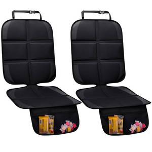 lot 49147 image: NEWFOM Car Seat Protector, 2 Pack Baby CarSeat Protector with Mesh Pockets & Non-Slip Backing 600D Durable Seat Cover Under Baby Child Car Seat, (Black, Standard) - Retail $16